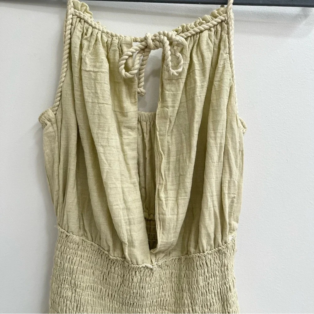 NWT Jens Pirate Booty Gauzy Cotton Smocked Cut Out Romper Celery Green Size XS - Picture 4 of 9